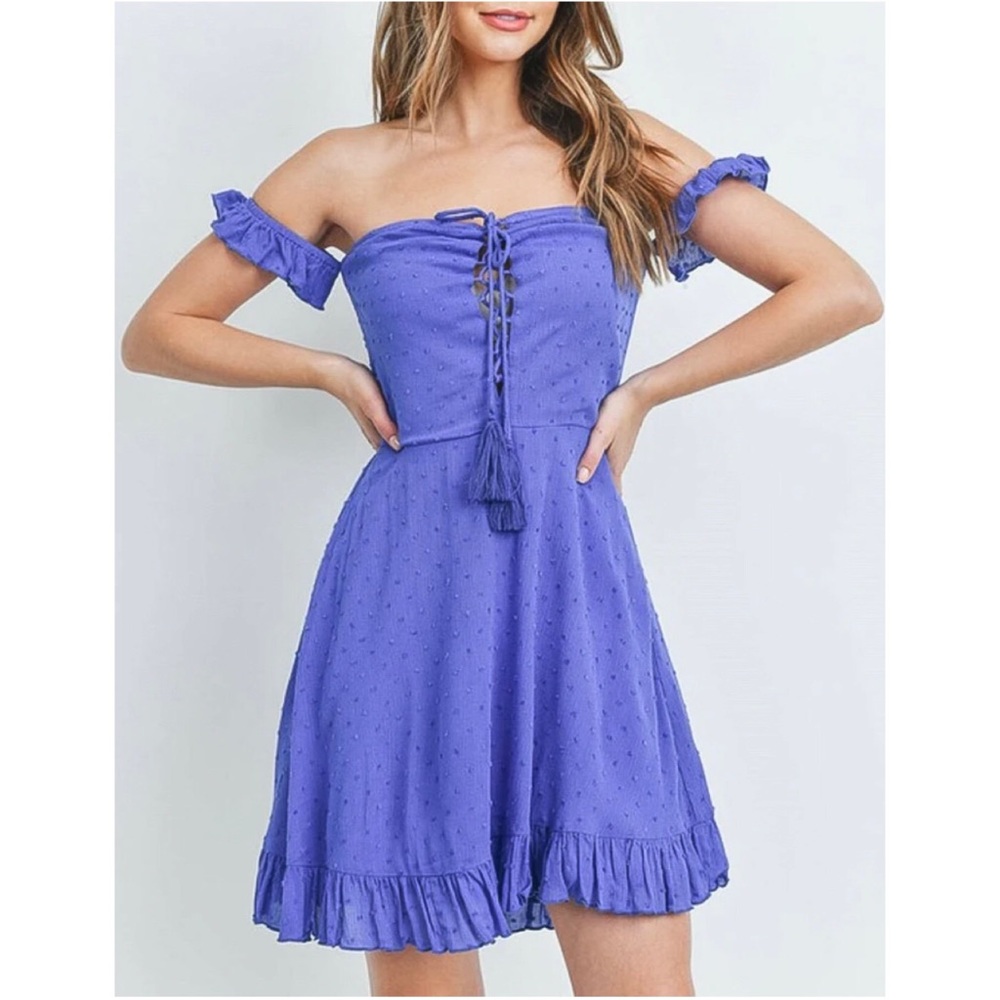 Fanco purple mini ruffles dress